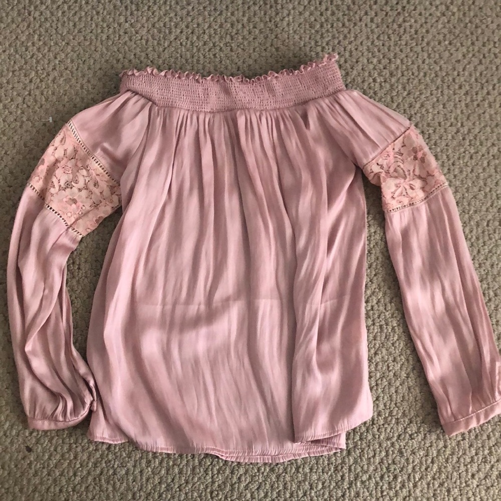 Off the shoulder satin shirt